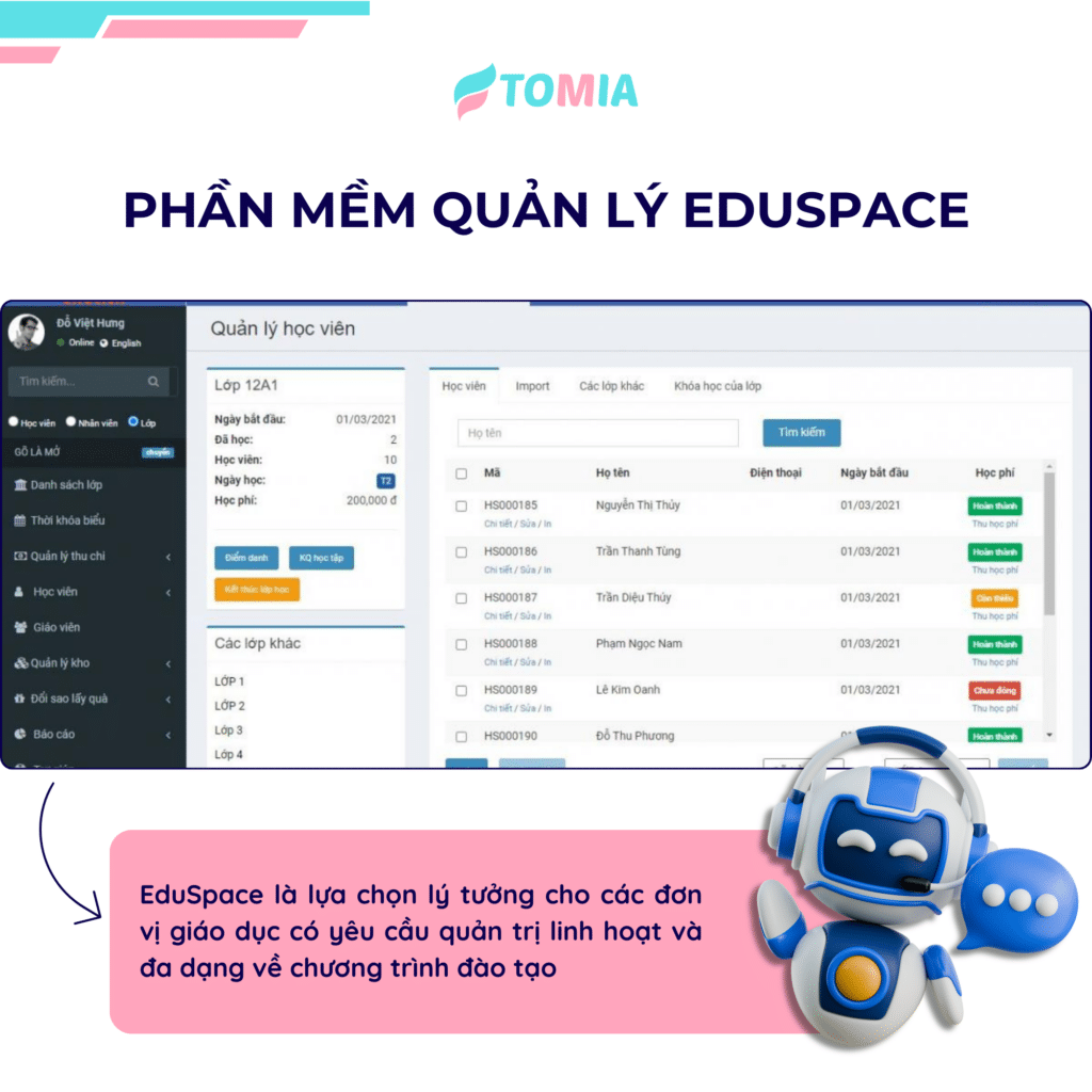 phần mềm quản lý EduSpace 